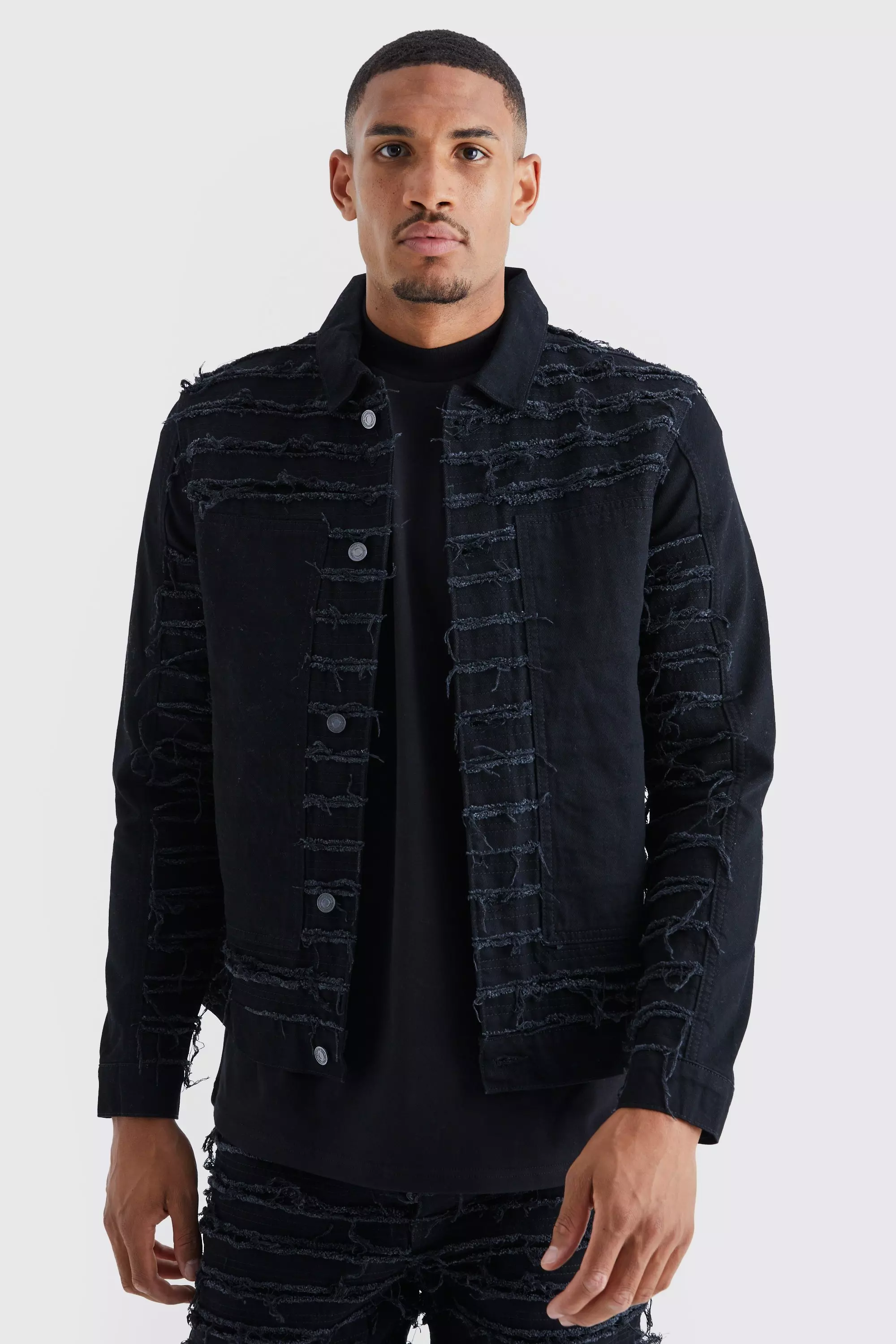 Tall black denim clearance jacket